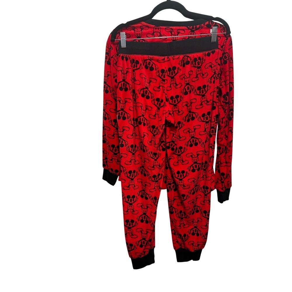 Disney Mickey Mouse Red Pajama Set Sleepwear Top Pants Womens S cozy soft - Picture 2 of 15